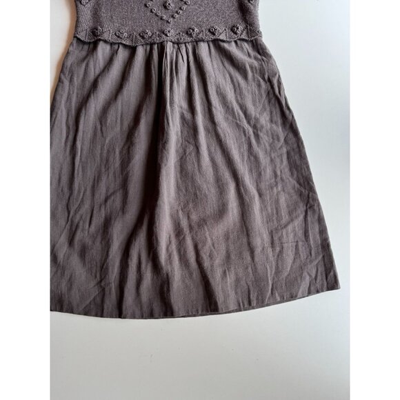 COMPTOIR DES COTONNIERS Farah Taupe Wool Knit Cotton Gauze Empire Dress, Size M - Picture 9 of 14